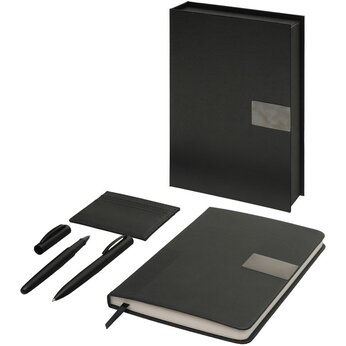 Подарочный набор "Goethe" с блокнотом А5, 2-мя ручками и картхолдером, черный