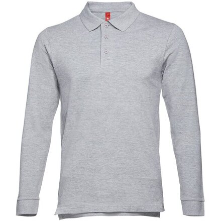 Рубашка-поло мужская "Bern" 210, 4XL, с длинным рукавом, серый меланж