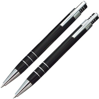 Набор "Эльба" черный/серебристый: ручка шариковая и карандаш механический