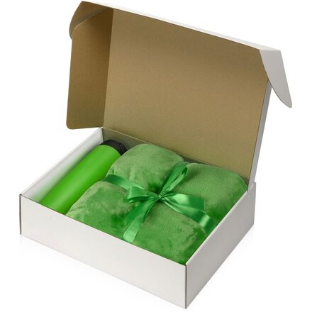 Набор подарочный "Dreamy hygge": плед и кружка термическая, зеленый
