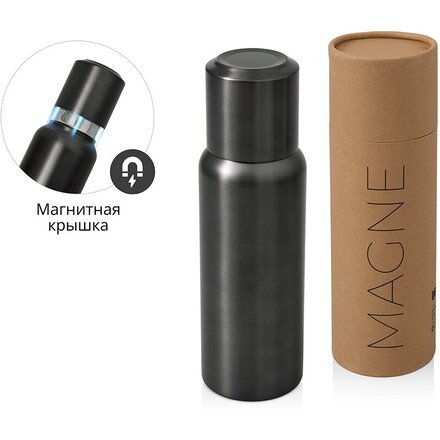 Вакуумный термос c магнитной крышкой "Magne", 500 мл, темно-серый
