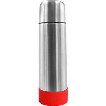 Термос "Picnic Silver To Go" с манжетой, серебристый/красный