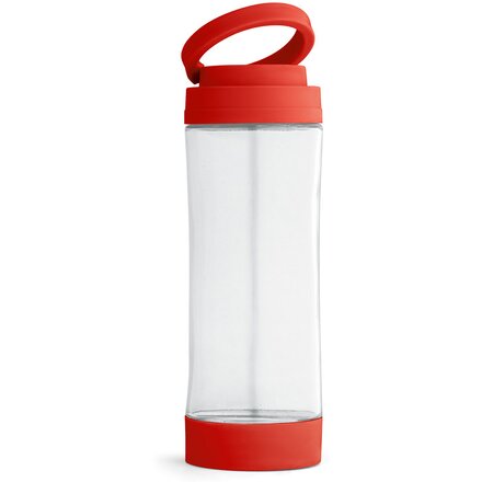 Бутылка для воды "Quintana" c подставкой для смартфона и ремнем, прозрачный/красный