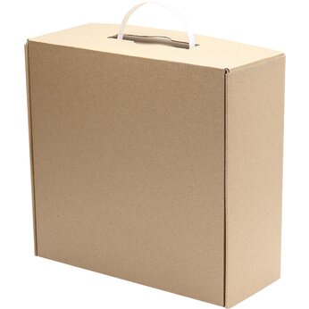 Коробка подарочная "53305" с ручкой, белый/бурый