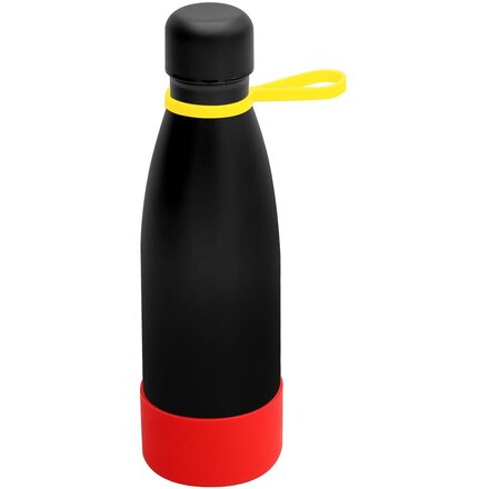 Термобутылка  "Olivia To Go" с манжетой, черный/желтый/красный