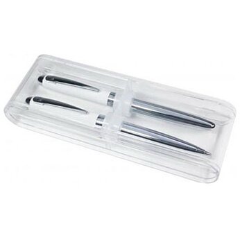 Набор ручек "Nautic" белый/серебристый: ручка шариковая автоматическая и роллер