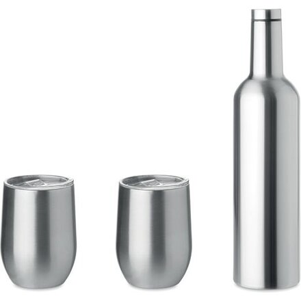 Набор посуды "Chin Set" серебристый: бутылка и 2 кружки
