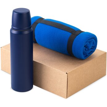 Подарочный набор из термоса и пледа «Serenity», синий