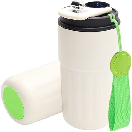 Кружка термическая "Ashly To Go" с дисплеем, белый/светло-зелёный