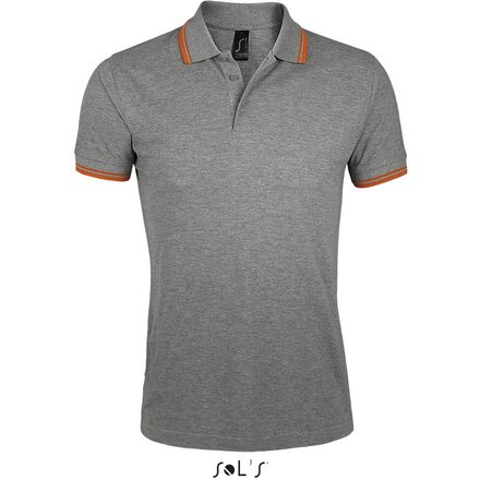 Рубашка-поло мужская "Pasadena Men" 200, L, серый меланж/оранжевый