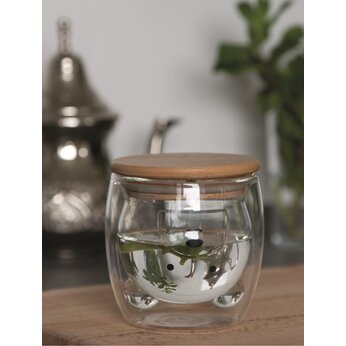 Стакан "Bamboo Bear" с крышкой, прозрачный/коричневый