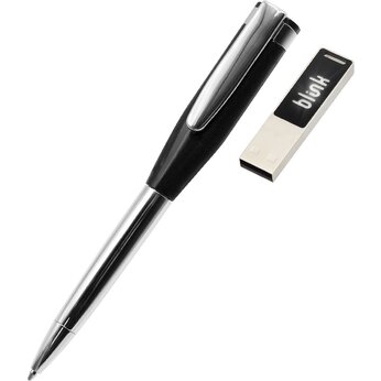 Ручка шариковая автоматическая "Memphys"с картой памяти, черный/серебристый