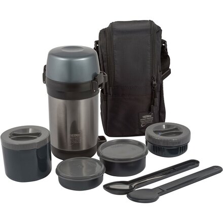 Термос с контейнером "Thermos JLS-1601" серый/черный