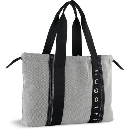 Сумка-шоппер женская BUGATTI Ambra, серо-черный цвет, хлопок/полиэстер, 45х10х34 см