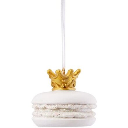 Украшение новогоднее "Белое пирожное с короной" белый