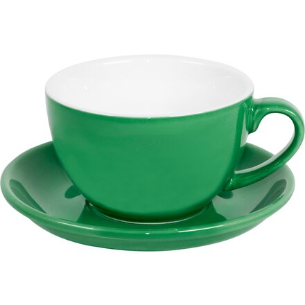 Чашка с блюдцем "Cappucino" зеленый/белый