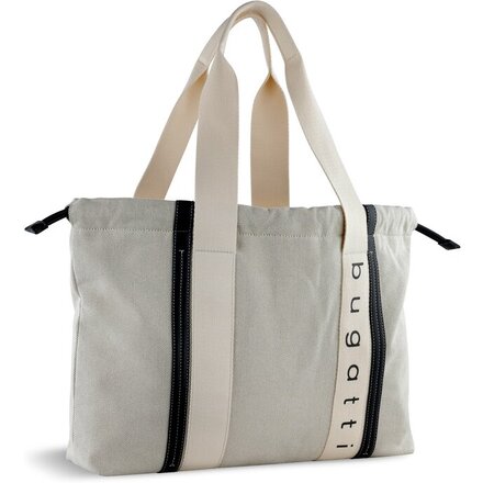 Сумка-шоппер женская BUGATTI Ambra, бежево-черный цвет, хлопок/полиэстер, 45х10х34 см