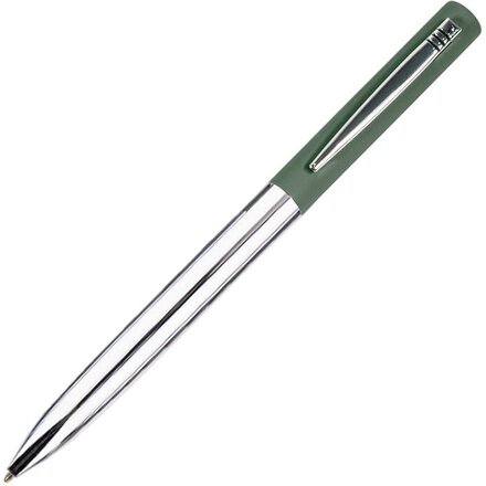 Ручка шариковая автоматическая "Clipper" серебристый/темно-зеленый