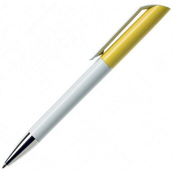 Ручка шариковая автоматическая "Flow BC CR" белый/желтый
