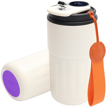 Кружка термическая "Ashly To Go" с дисплеем, белый/оранжевый/фиолетовый