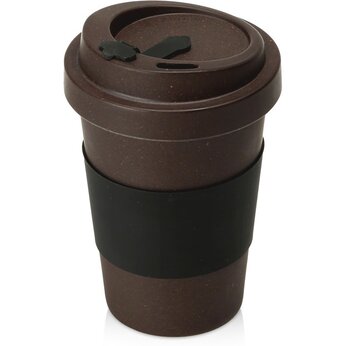 Стакан из кофе с силиконовой манжетой «Latte», коричневый, черный