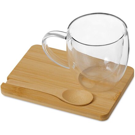 Кружка с двойными стенками на подставке с ложкой "Teatrio"