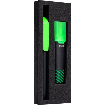 Набор "Flow Pure GOM KF+Liqeo Highlighte" черный/зеленый: ручка шариковая автоматическая и маркер