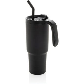 Кружка термическая "Graphic" с трубочкой, черный