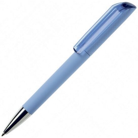 Ручка шариковая автоматическая "Flow T-GOM 30 CR" софт-тач, светло-голубой/серебристый