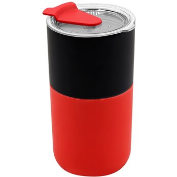 Кружка "Funny To Go" с крышкой и манжетой, черный/красный