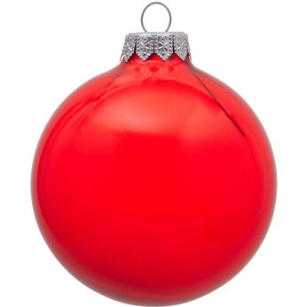 Стеклянный елочный шар "Frozi", красный прозрачный, с серебристым колпачком