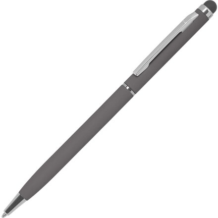 Ручка шариковая автоматическая "TW Soft" серый/серебристый