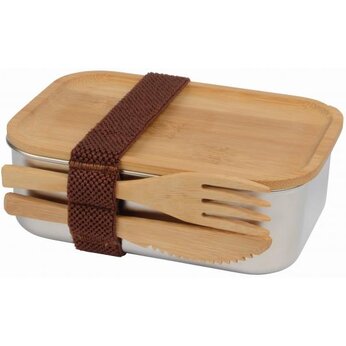 Контейнер для еды "Eco Taste" коричневый/серебристый