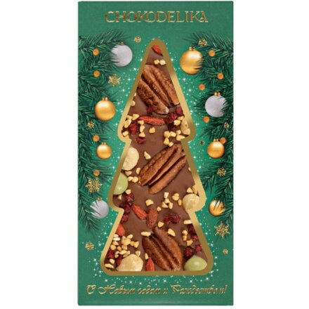 Шоколад молочный "Пекан, вишня, фундук", 100 гр., с украшением