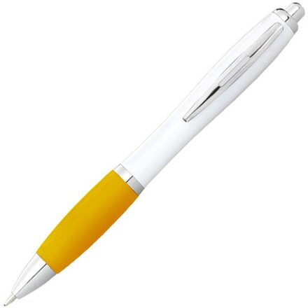 Ручка шариковая автоматическая "Nash" белый/желтый/серебристый