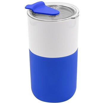 Кружка "Funny To Go" с крышкой и манжетой, белый/синий