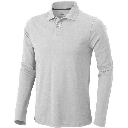 Рубашка-поло мужская "Oakville" 200, M, с длин. рукавом, серый меланж