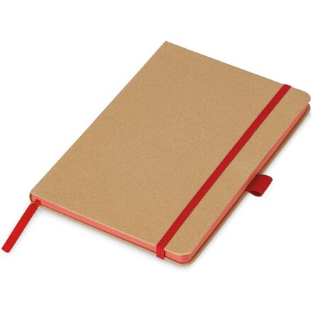 Блокнот A5 "Sevilia Color", твердая обложка из крафта, 80 листов, цветной срез и форзац, натуральный/красный