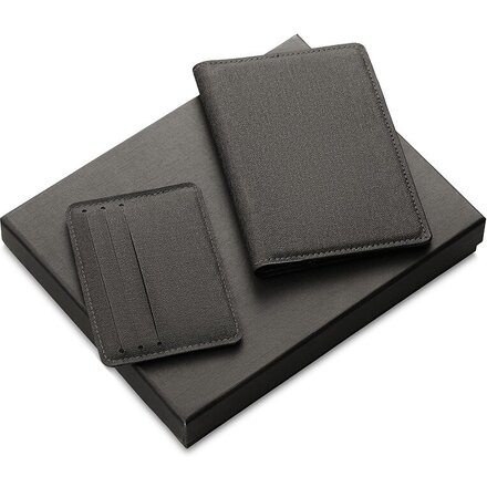 Подарочный набор "Consul": обложка для паспорта и картхолдер (чехол), серый