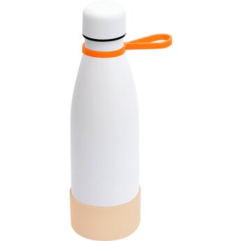 Термобутылка  "Olivia To Go" с манжетой, белый/оранжевый/бежевый