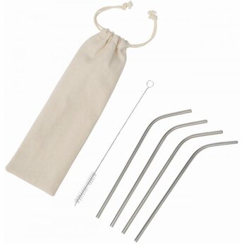 Набор трубочек для напитков "Drink Happy" серебристый