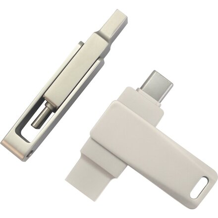 Карта памяти USB Flash 3.0 32 Gb СК-046 TypeA/TypeC Dual, серебристый