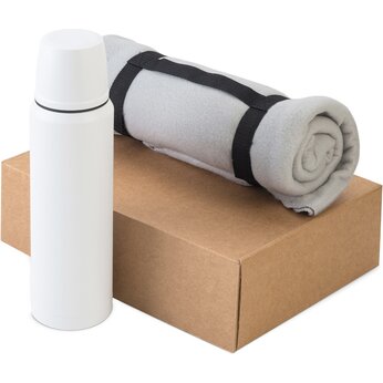 Подарочный набор из термоса и пледа «Serenity», белый/серый