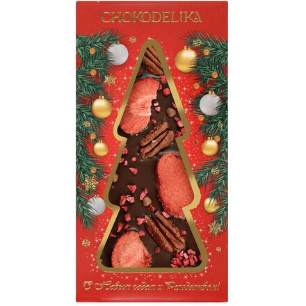 Шоколад темный "Клубника, пекан, малина", 100 гр., с украшением