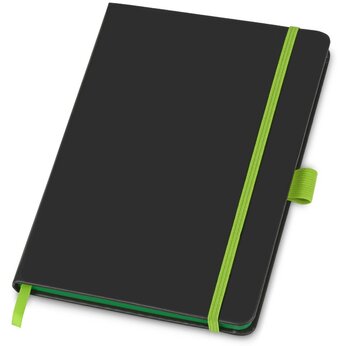 Блокнот "ColorNote Black", твердая обложка A5, 80 листов, черный с зеленым яблоком