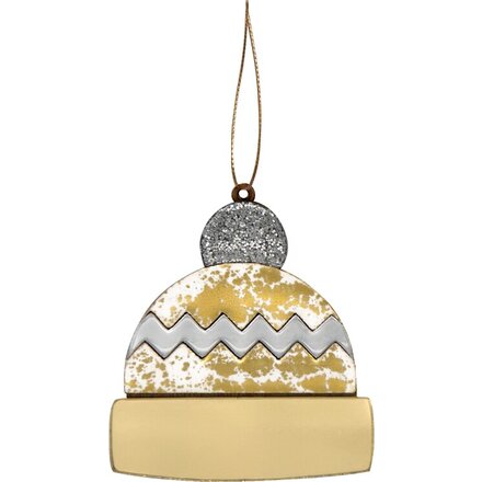Игрушка елочная "Шапочка", белый/золотистый