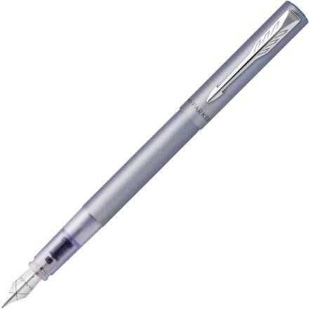 Перьевая ручка Parker Vector XL Silver Blue CT, цвет чернил blue, перо: F/M, в подарочной упаковке.