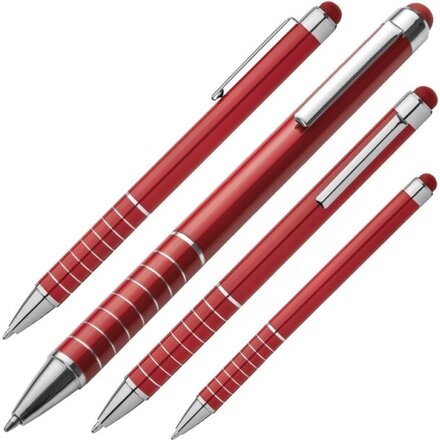 Ручка шариковая автоматическая "Luebo" красный/серебристый
