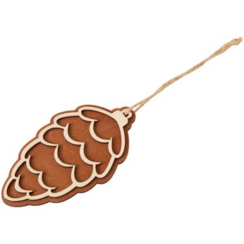 Подвеска шишка с цветной подложкой, коричневая подложка