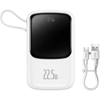 Зарядное устройство Power Bank "Qpow Pro Digital Display Fast Charge" 10000 мАч, белый